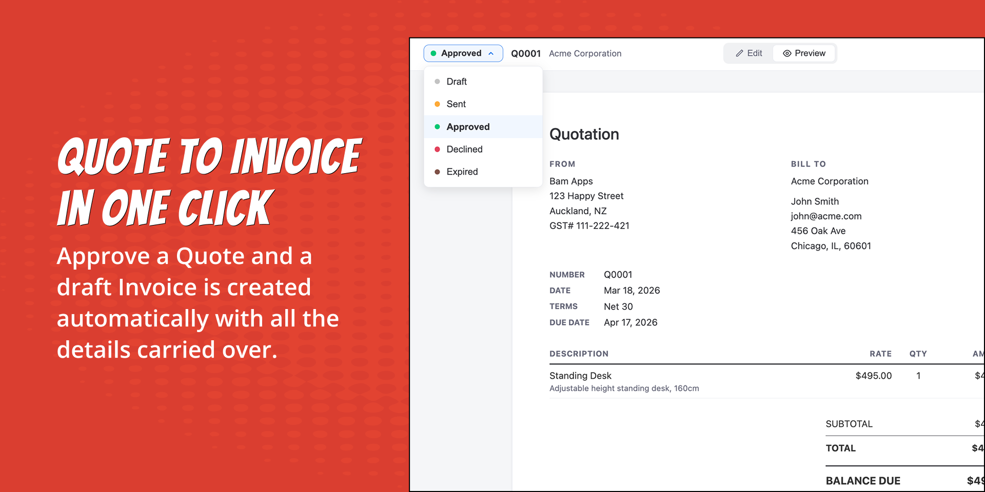 Easy Invoice — quote to invoice