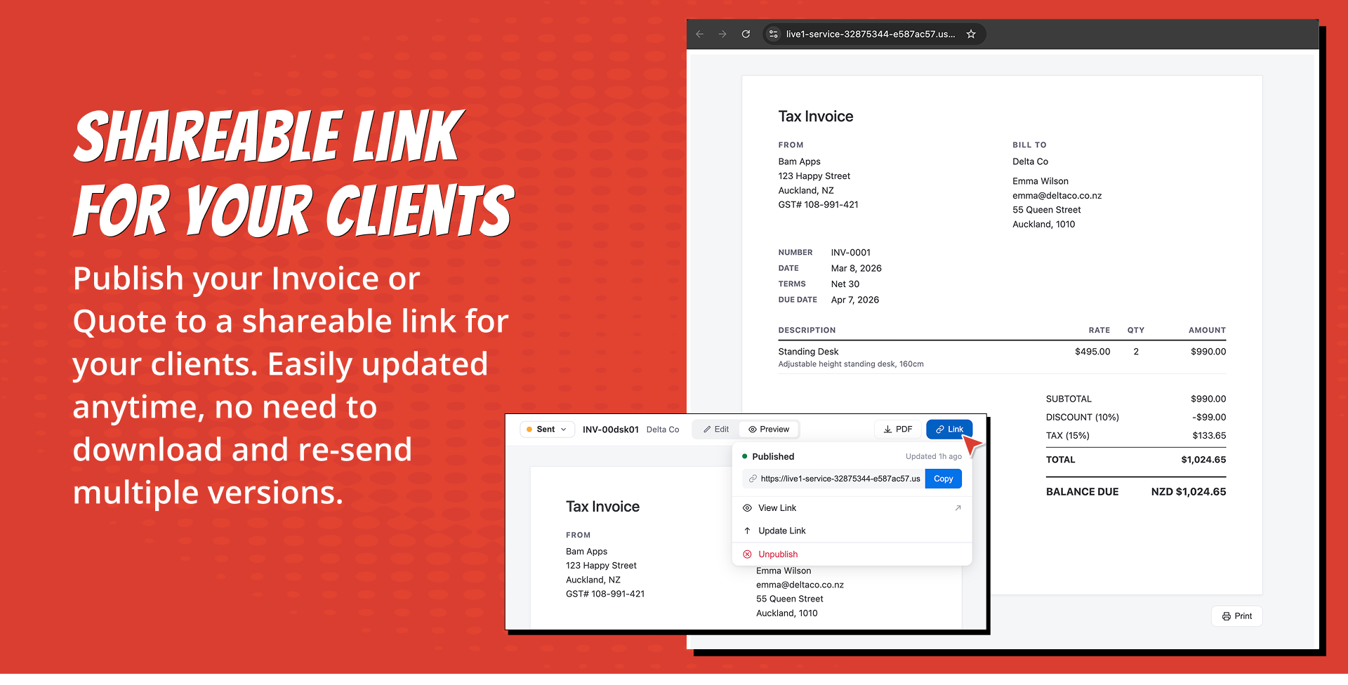 Easy Invoice — customer picker