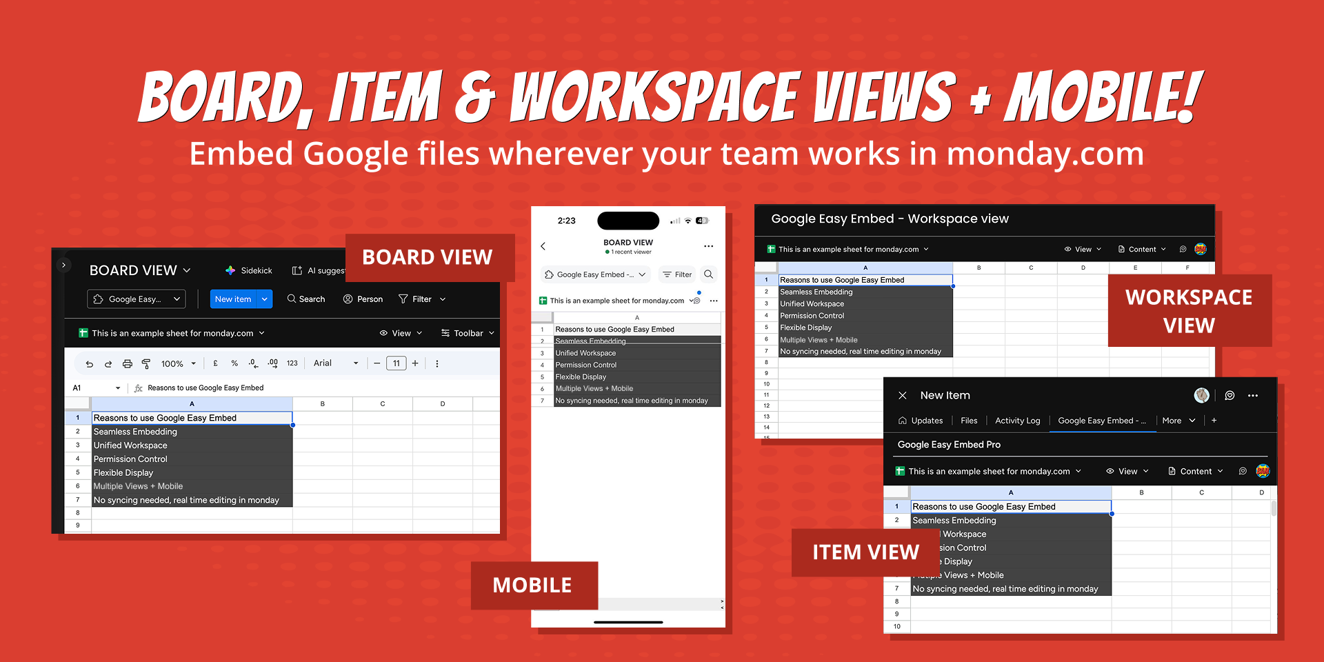 Google Easy Embed — file options